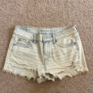 American Eagle Outfitters Light Wash Distressed Denim Shorts - Light Blue